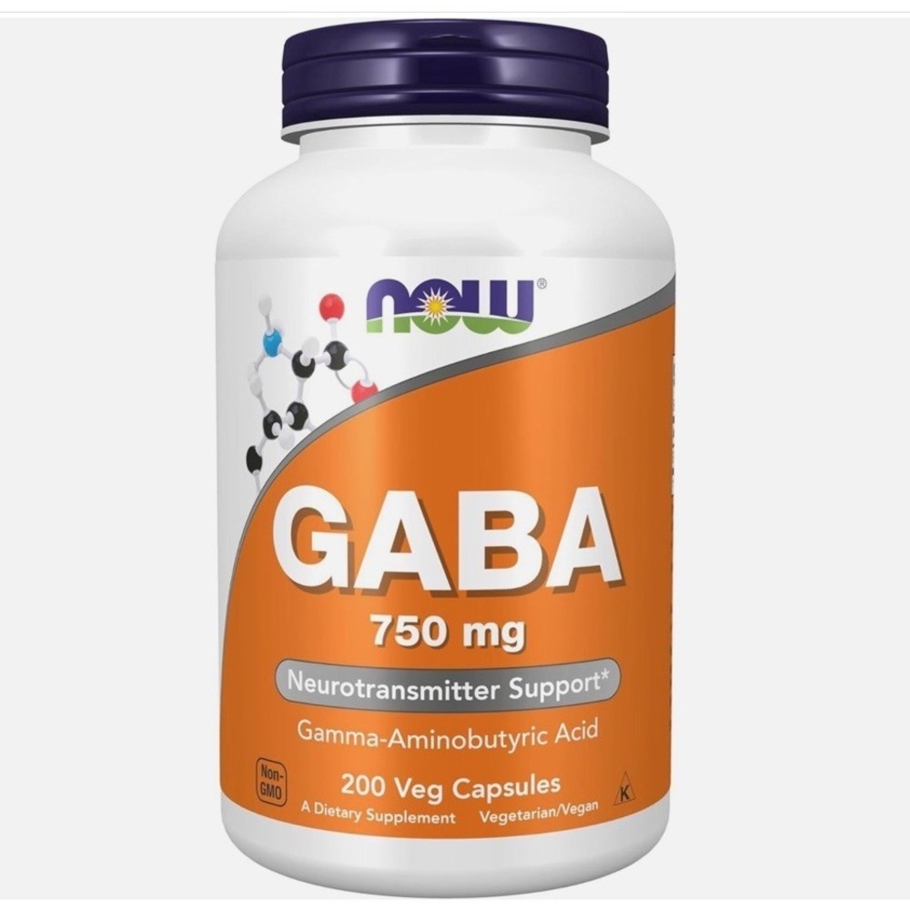 NOW Foods GABA Neurotransmitter Support 750 mg 200 Veg Capsules BB 10/2030 Seal